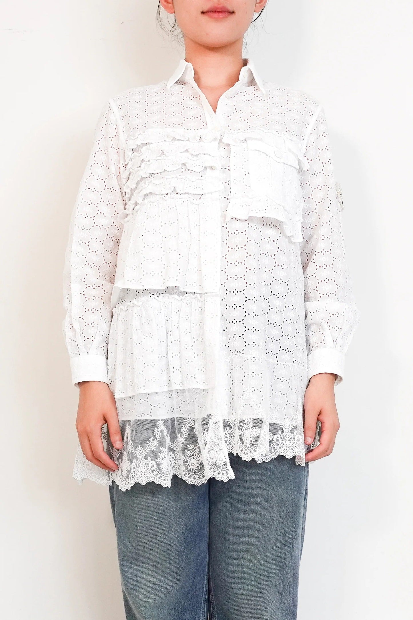 Broderie Anglaise blouse in white
